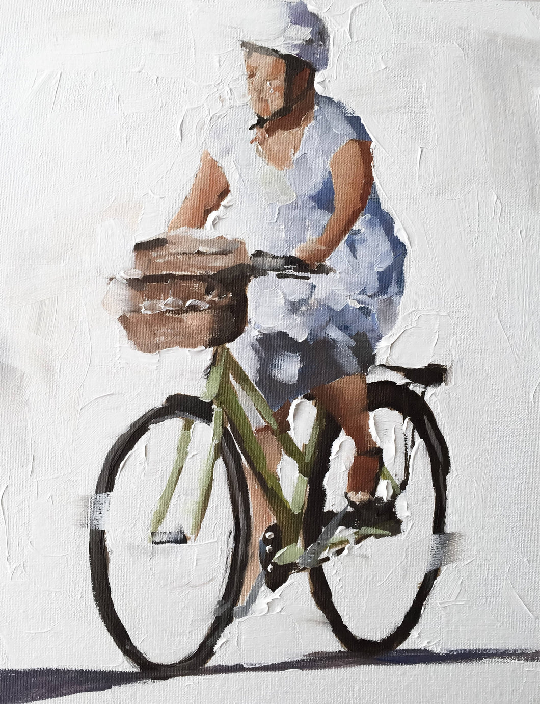 Man on bike -Bicycle Painting - Cycling art - Cycling Poster - Cycling Print - Fine Art - from original oil painting by James Coates