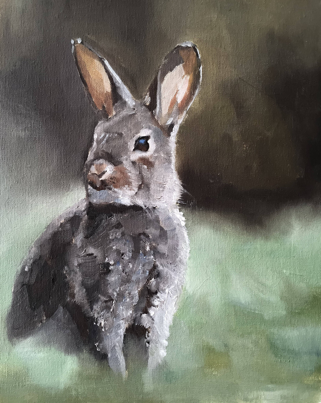 Bunny rabbit Painting , bunny Poster, Wall art , Canvas Print, Fine Art - from original oil painting by James Coates