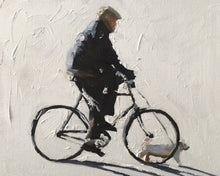 Load image into Gallery viewer, Man cycling -Bicycle Painting - Cycling art - Cycling Poster - Cycling Print - Fine Art - from original oil painting by James Coates
