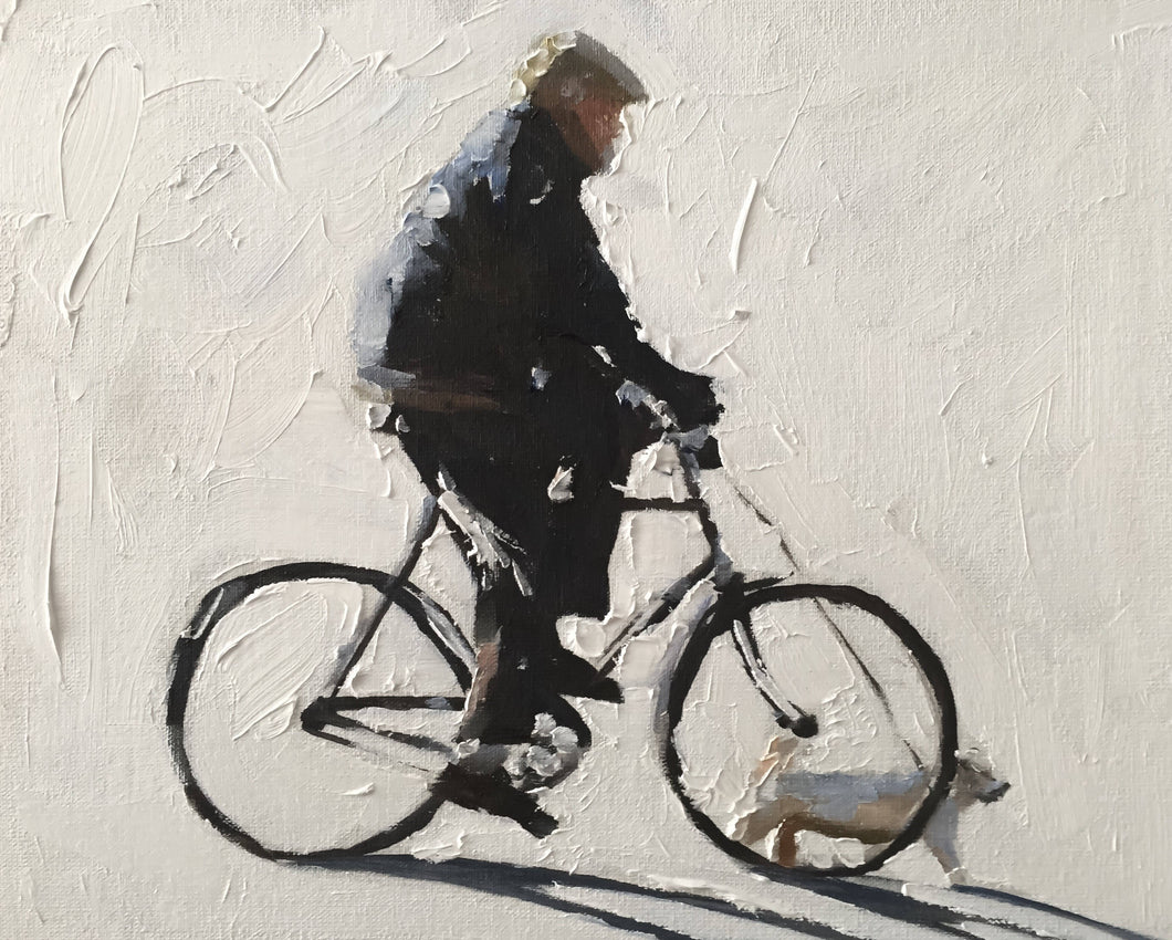 Man cycling -Bicycle Painting - Cycling art - Cycling Poster - Cycling Print - Fine Art - from original oil painting by James Coates