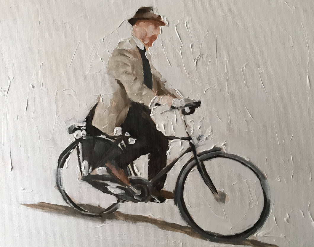 Man -Bicycle Painting - Cycling art - Cycling Poster - Cycling Print - Fine Art - from original oil painting by James Coates