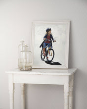 Load image into Gallery viewer, Child Cycling Painting, Prints, Posters, Originals, Commissions, Fine Art - from original oil painting by James Coates
