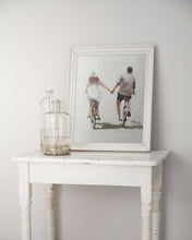 Load image into Gallery viewer, Couple cycling Painting, Prints, Canvas, Posters, Originals, Commissions, Fine Art - from original oil painting by James Coates
