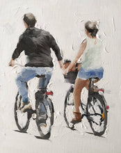 Load image into Gallery viewer, Couple cycling Painting , Cycling Poster, Cyclists Wall art, Cyclists Canvas Print, Fine Art, from original oil painting by James Coates
