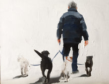 Load image into Gallery viewer, Dog walk Painting, Dog art, Dog Print, Fine Art - from original oil painting by James Coates
