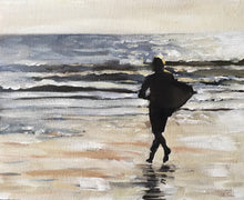 Load image into Gallery viewer, Surfer Painting,Beach art , water-sport Print, Fine Art - from original oil painting by James Coates
