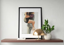 Load image into Gallery viewer, Couple hugging Painting - Poster  -Wall art - Canvas Print - Fine Art - from original oil painting by James Coates

