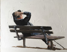 Load image into Gallery viewer, Man on bench Painting, Poster, Wall art, Canvas Print,  Fine Art - from original oil painting by James Coates
