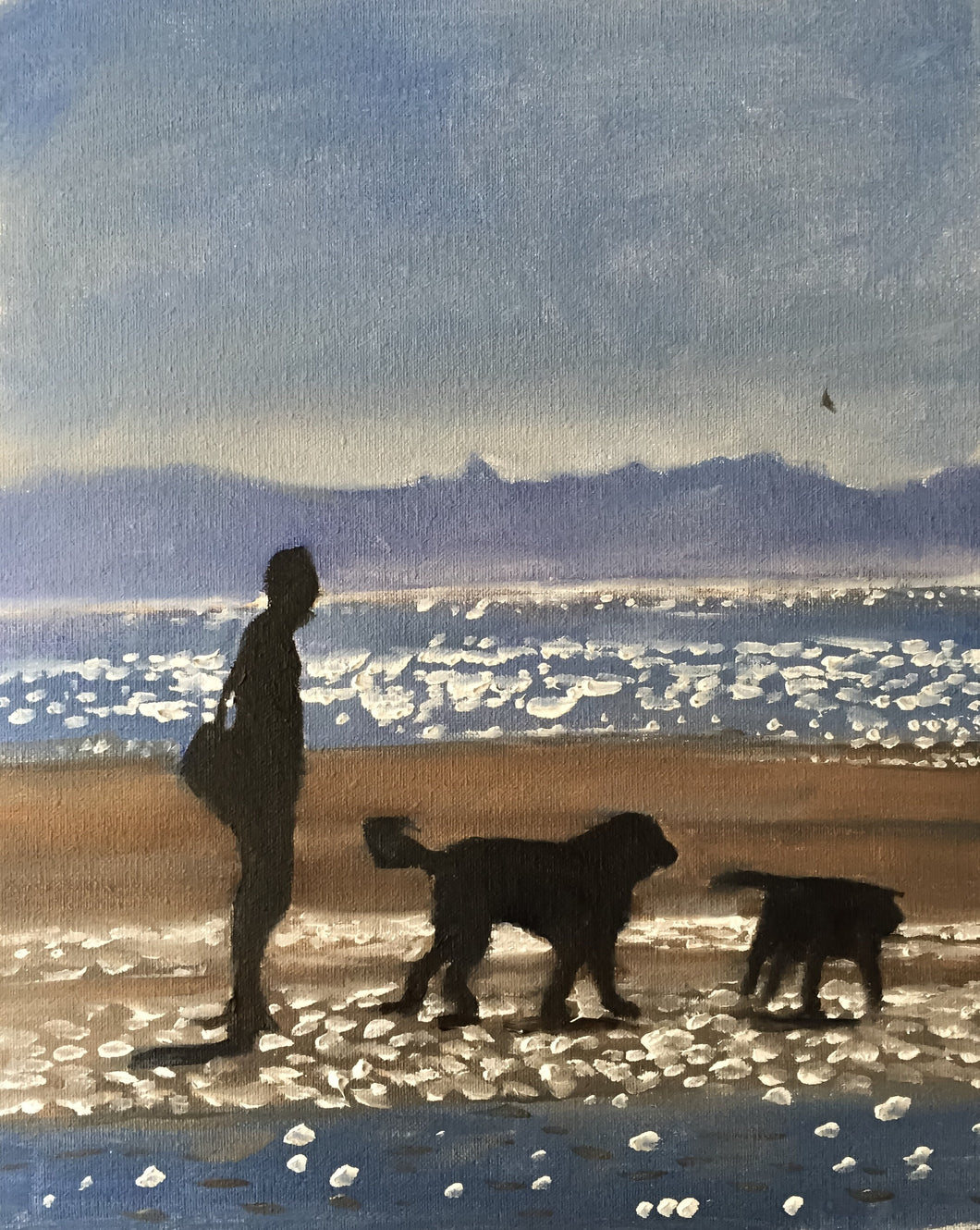 Dogs on beach Painting,  Beach art, Beach Prints, Fine Art - from original oil painting by James Coates