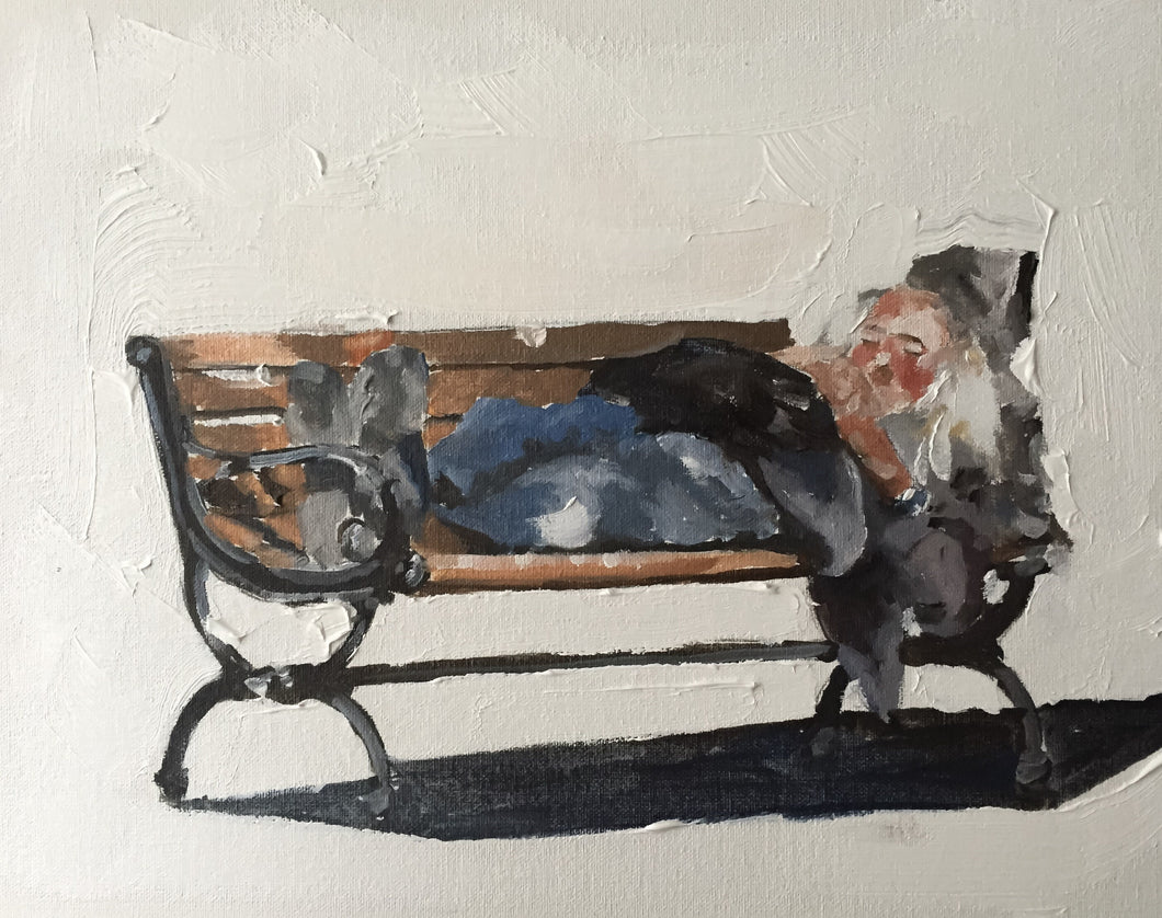 Man on bench Painting, man Poster, Wall art, Canvas Print, Fine Art - from original oil painting by James Coates
