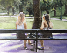 Load image into Gallery viewer, Women on bench Painting, Poster, Wall art,  Prints - Fine Art - from original oil painting by James Coates
