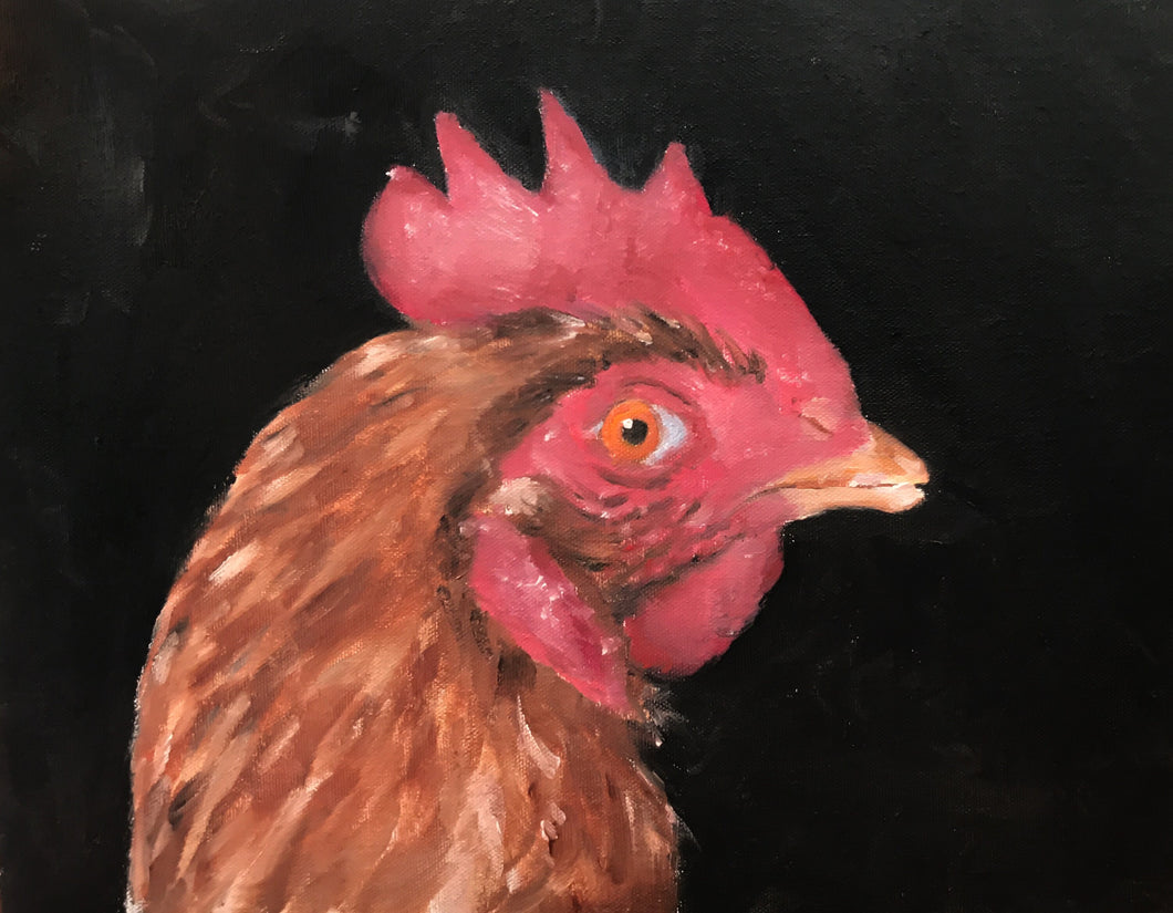 Hen Painting, Hen Poster, Hen Wall art, Hen Canvas Print, Hen Fine Art - from original oil painting by James Coates