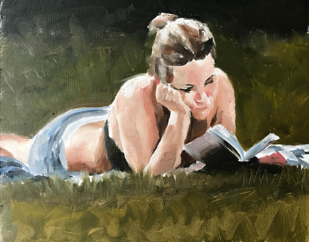 Woman reading - Painting -Wall art - Canvas Print - Fine Art - from original oil painting by James Coates