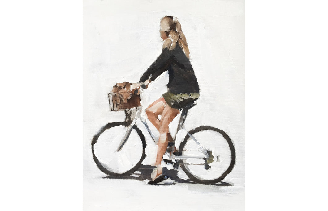 Woman Cycling Painting , Prints, Posters, Originals, Commissions - Fine Art - from original oil painting by James Coates