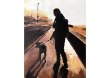 Load image into Gallery viewer, Dog walk Dog Painting - Dog art - Dog Print - Fine Art - from original oil painting by James Coates
