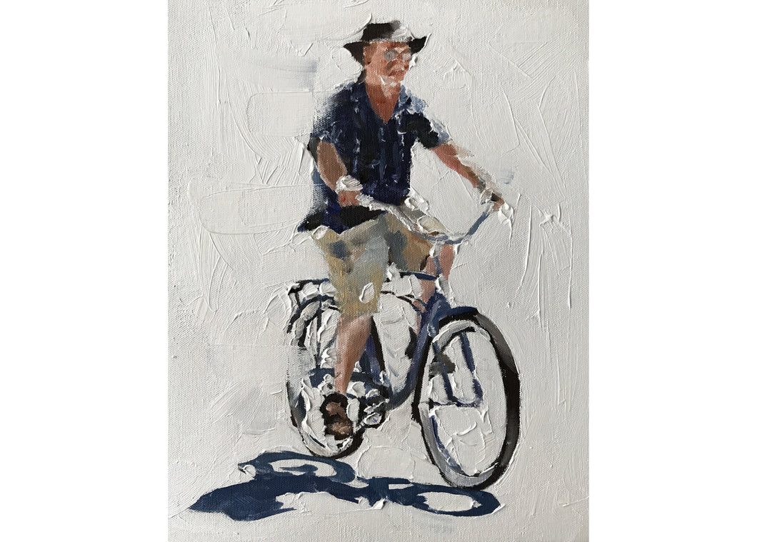 Man Cycling Painting, posterPrints, originals, Commissions, Fine Art - from original oil painting by James Coates