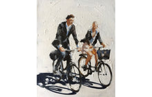 Load image into Gallery viewer, Couple Cycling Painting, Prints, Canvas, Posters, Originals, Commissions,  Fine Art - from original oil painting by James Coates
