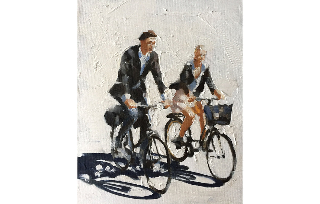 Couple Cycling Painting, Prints, Canvas, Posters, Originals, Commissions,  Fine Art - from original oil painting by James Coates