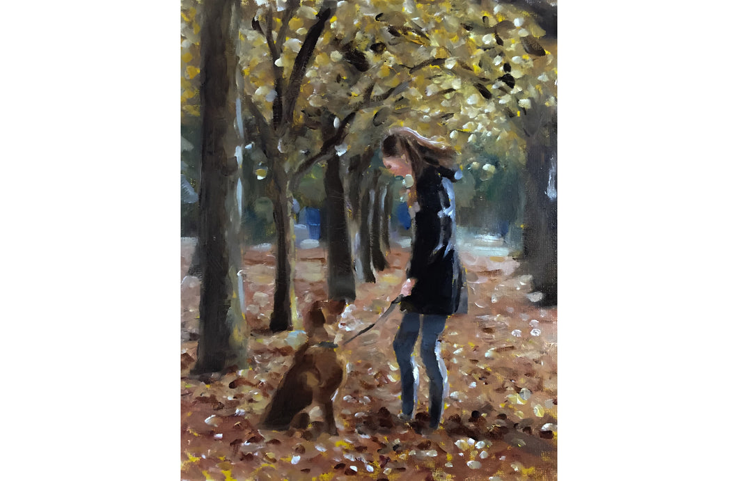 Woman and Dog Painting, Posters, Prints, Originals, Commissions, Fine Art - from original oil painting by James Coates