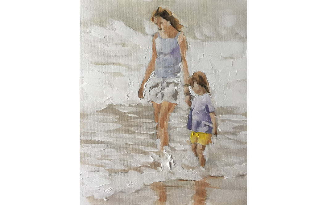 Mummy and daughter Painting , family Wall art , Canvas Print , Fine Art - from original oil painting by James Coates