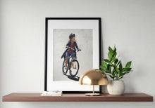 Load image into Gallery viewer, Child Cycling Painting, Prints, Posters, Originals, Commissions, Fine Art - from original oil painting by James Coates
