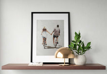 Load image into Gallery viewer, Couple cycling Painting, Prints, Canvas, Posters, Originals, Commissions, Fine Art - from original oil painting by James Coates
