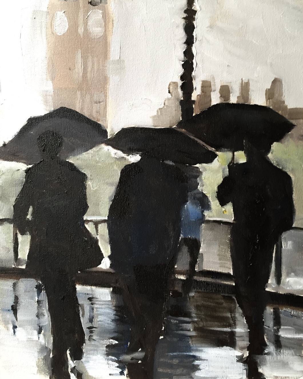 London raining Painting , Wall art, Canvas Print, Fine Art - from original oil painting by James Coates