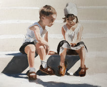 Load image into Gallery viewer, Siblings, friends - Painting - Poster - Wall art - Canvas Print - Fine Art - from original oil painting by James Coates
