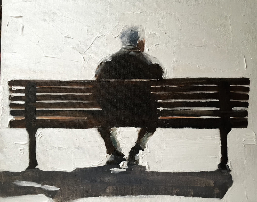 Man on bench Painting, man Poster, Wall art, Canvas Print, Fine Art - from original oil painting by James Coates