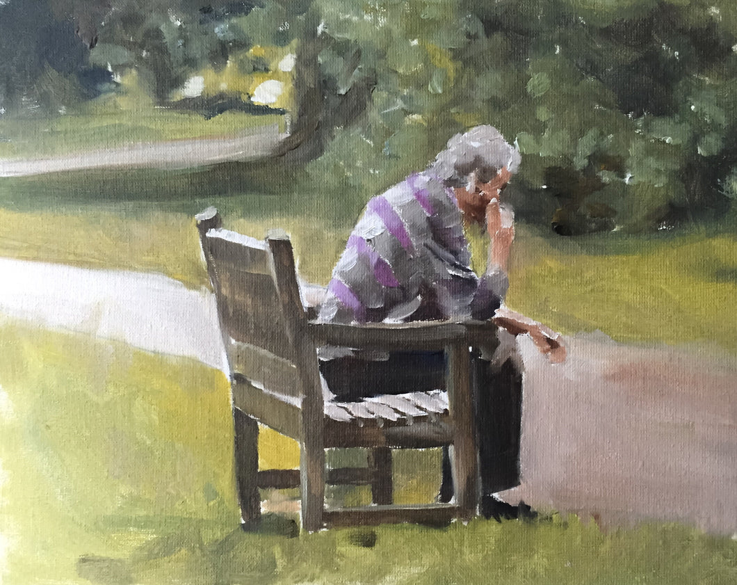 Man on bench Painting, man Poster, Wall art, Canvas Print - Fine Art - from original oil painting by James Coates