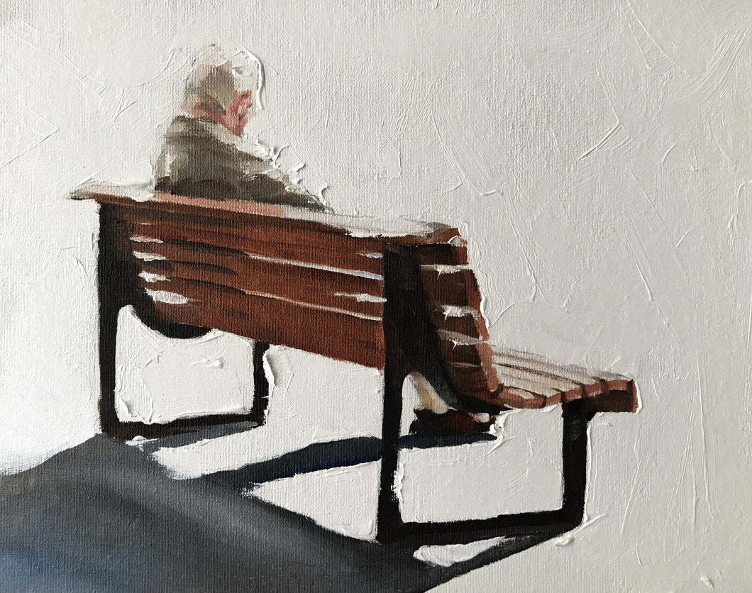 Man on bench Painting, man Poster, Wall art, Canvas Print, Fine Art - from original oil painting by James Coates