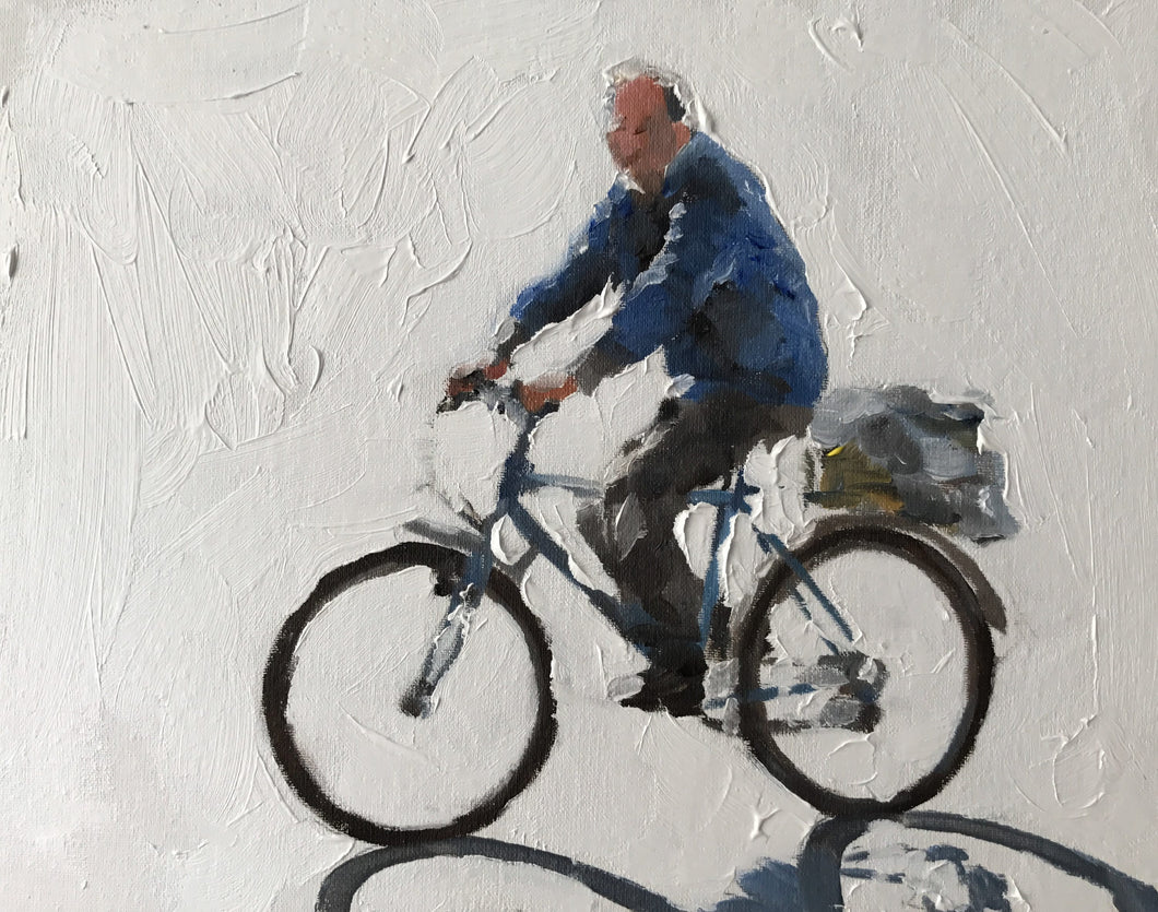 Man cyclist Painting, cycling poster, cycling Wall art, cycling Canvas Print, cycling Fine Art - from original oil painting by James Coates