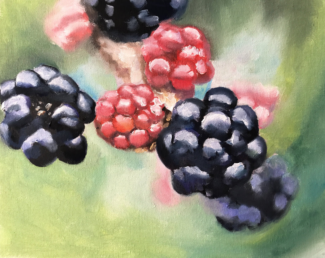 Raspberries Painting, PRINTS, CANVAS, POSTERS, Originals, Commissions, Fine Art - from original oil painting by James Coates