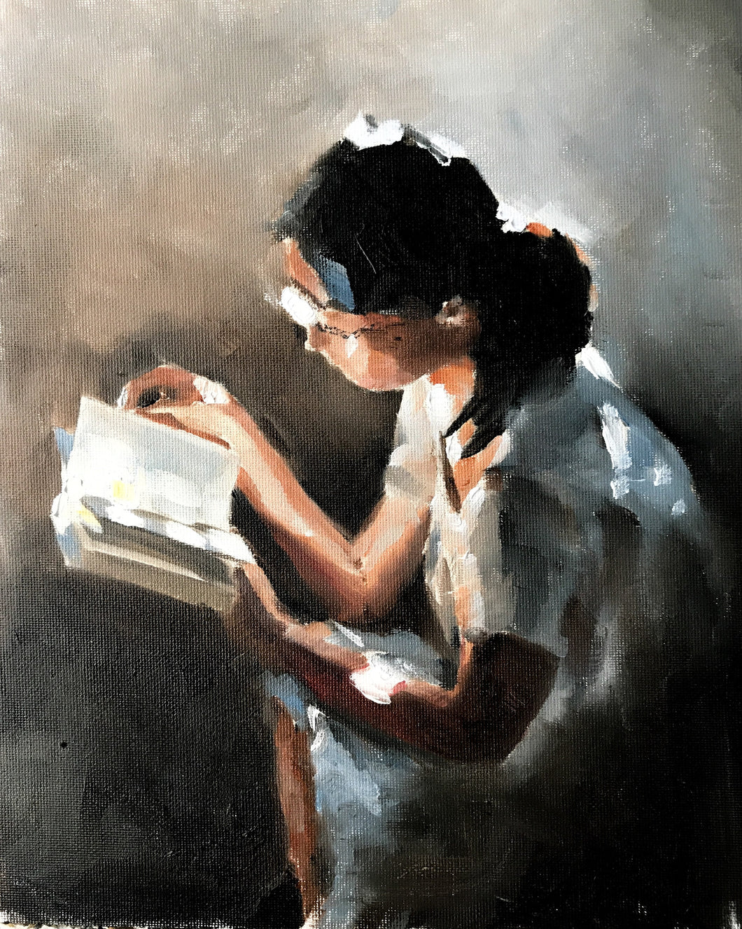 Woman reading Painting, girl Wall art,Canvas Print,Fine Art - from original oil painting by James Coates