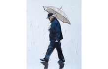 Load image into Gallery viewer, Man walking in the rain Painting, Prints, Canvas, Posters, Originals, Commissions - Fine Art - from original oil painting by James Coates
