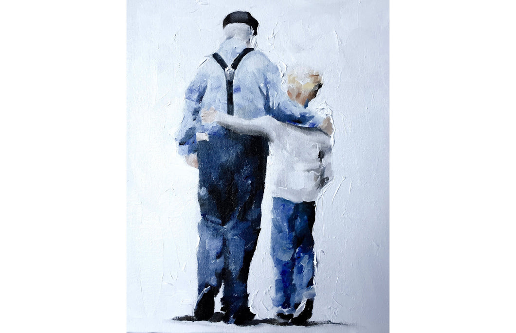 me and Grandad Painting, Prints, Canvas, Posters, Originals, Commissions,  Fine Art - from original oil painting by James Coates