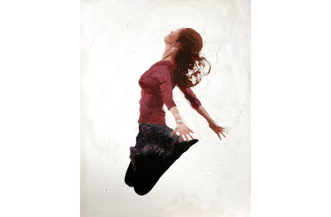 Woman jumping Painting, PRINTS, Canvas, Posters, Commissions,  Fine Art - from original oil painting by James Coates