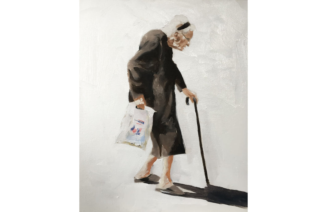 Old lady Painting, old lady Wall art, woman Canvas Print , Fine Art - from original oil painting by James Coates