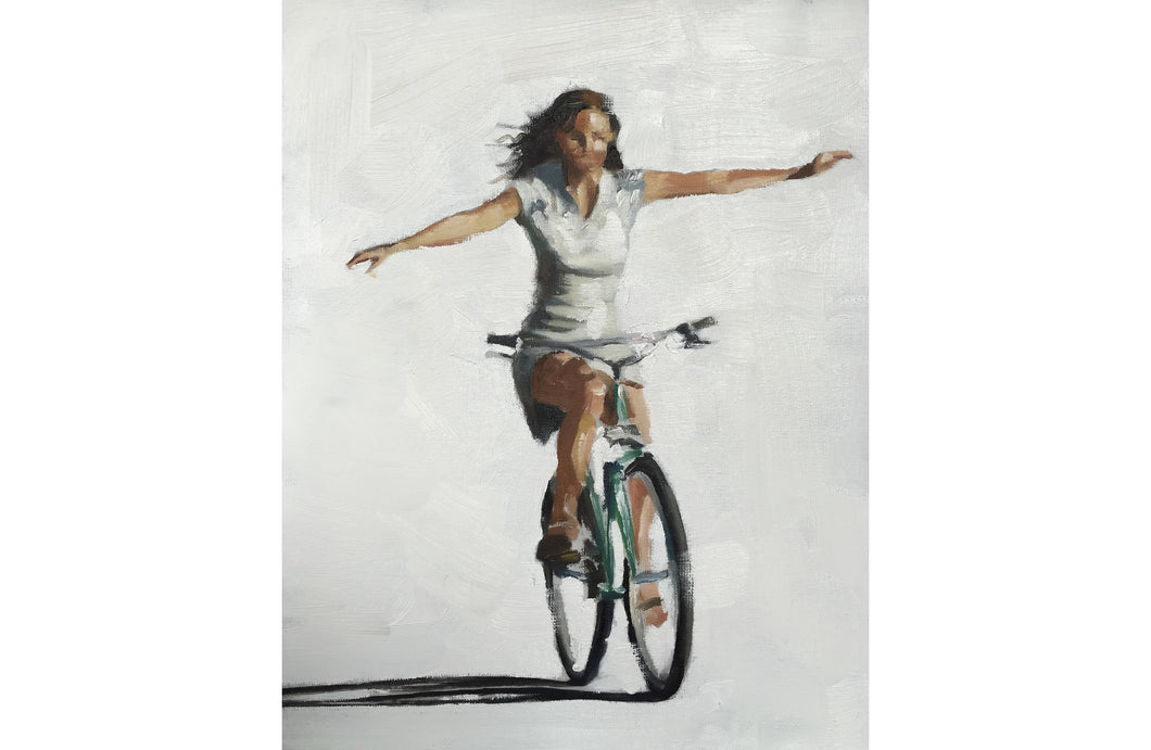 No hands Cycling Painting, Prints, Canvas, Posters, Originals, Commissions - Fine Art - from original oil painting by James Coates