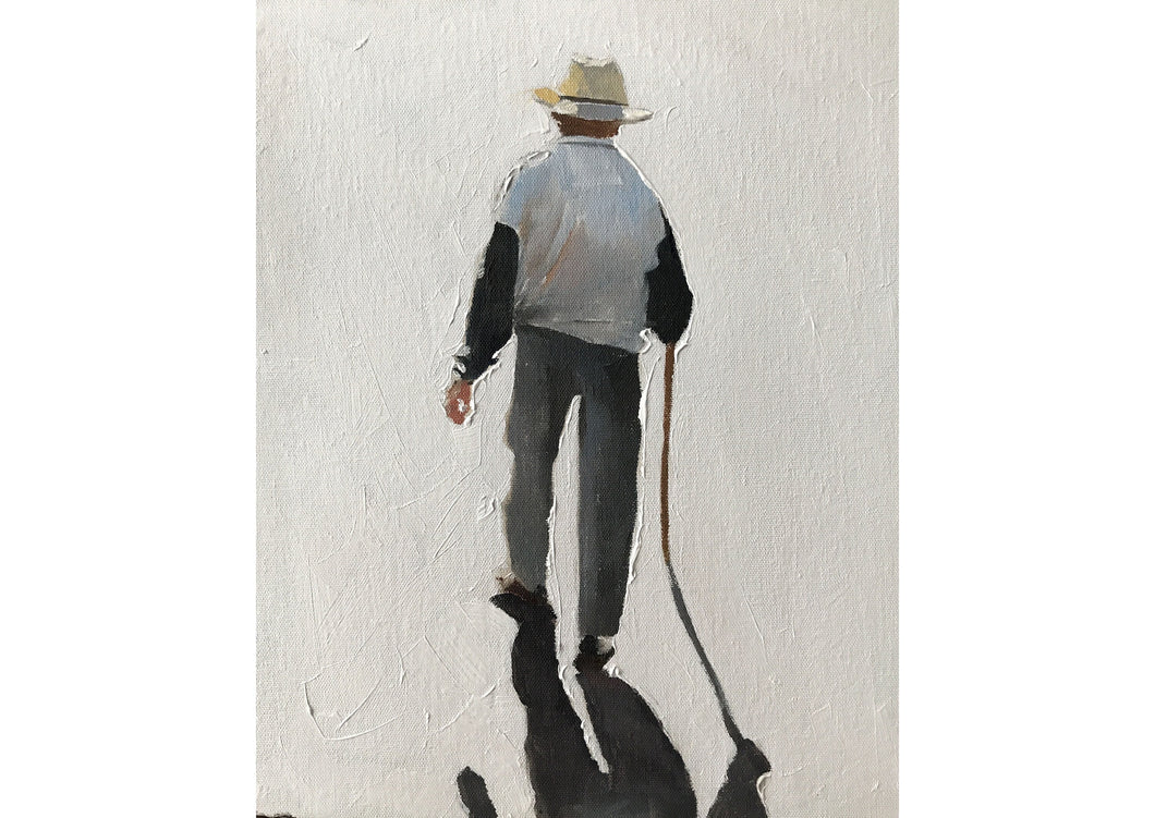 Old man with stick Painting, man with stick Poster, old man Wall art, Canvas Print - Fine Art - from original oil painting by James Coates
