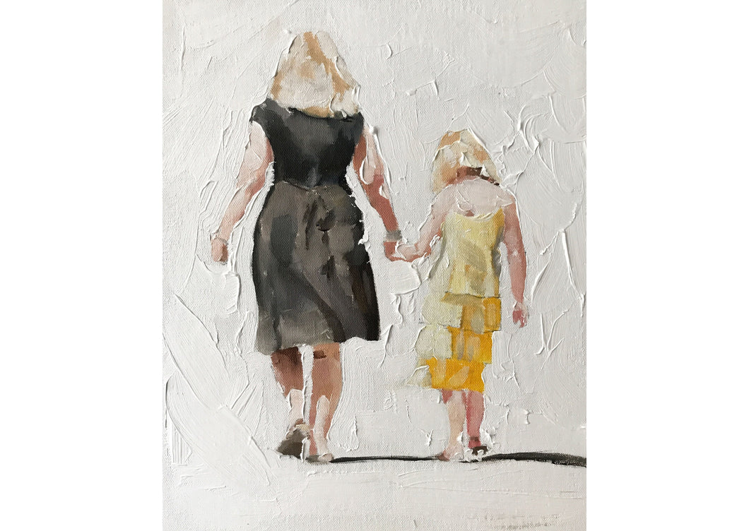Mummy and Girl Painting, Prints, Canvas, Posters, Originals, Commissions, Fine Art - from original oil painting by James Coates