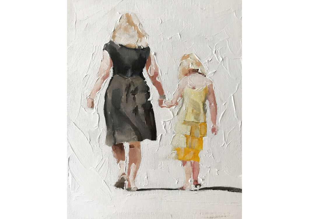 Mummy and Girl Painting, Prints, Canvas, Posters, Originals, Commissions, Fine Art - from original oil painting by James Coates