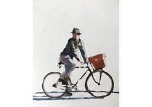 Load image into Gallery viewer, Woman cycling - Painting - Poster - Wall art - Canvas Print - Fine Art - from original oil painting by James Coates
