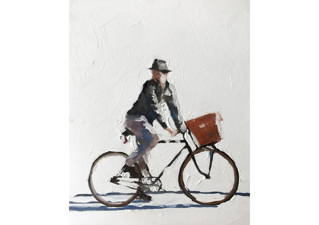 Man cycling Painting, Posters, Prints, Originals, Commissions, Fine Art - from original oil painting by James Coates