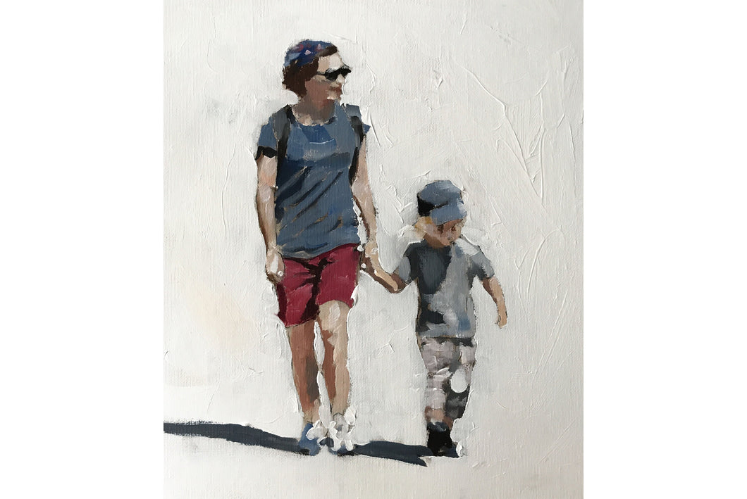Mummy and boy Painting, family Wall art, family Canvas Print, family Fine Art - from original oil painting by James Coates
