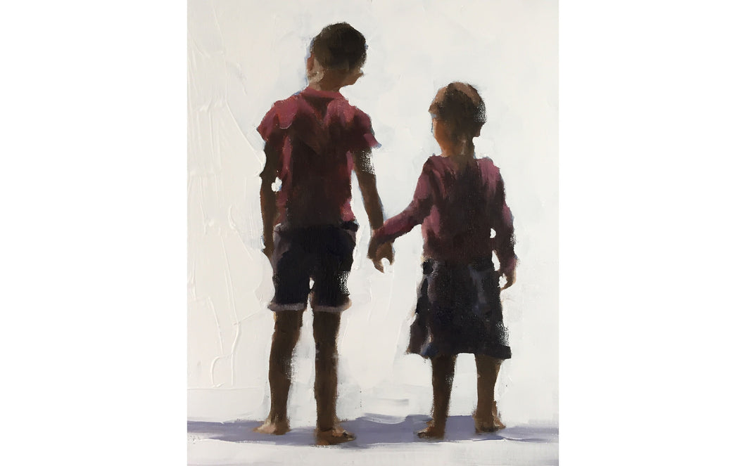 Children holding hands Painting , Prints, Canvas, Originals, Commissions - Fine Art - from original oil painting by James Coates