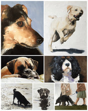 Load image into Gallery viewer, Jumping Boxer dog Painting, Prints, Canvas, Posters, Originals, Commissions, Fine Art - from original oil painting by James Coates
