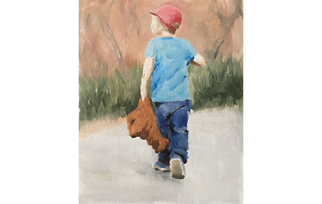 Boy and bear Painting, PRINT, Canvas, Poster, Commissions, Fine Art - from original oil painting by James Coates