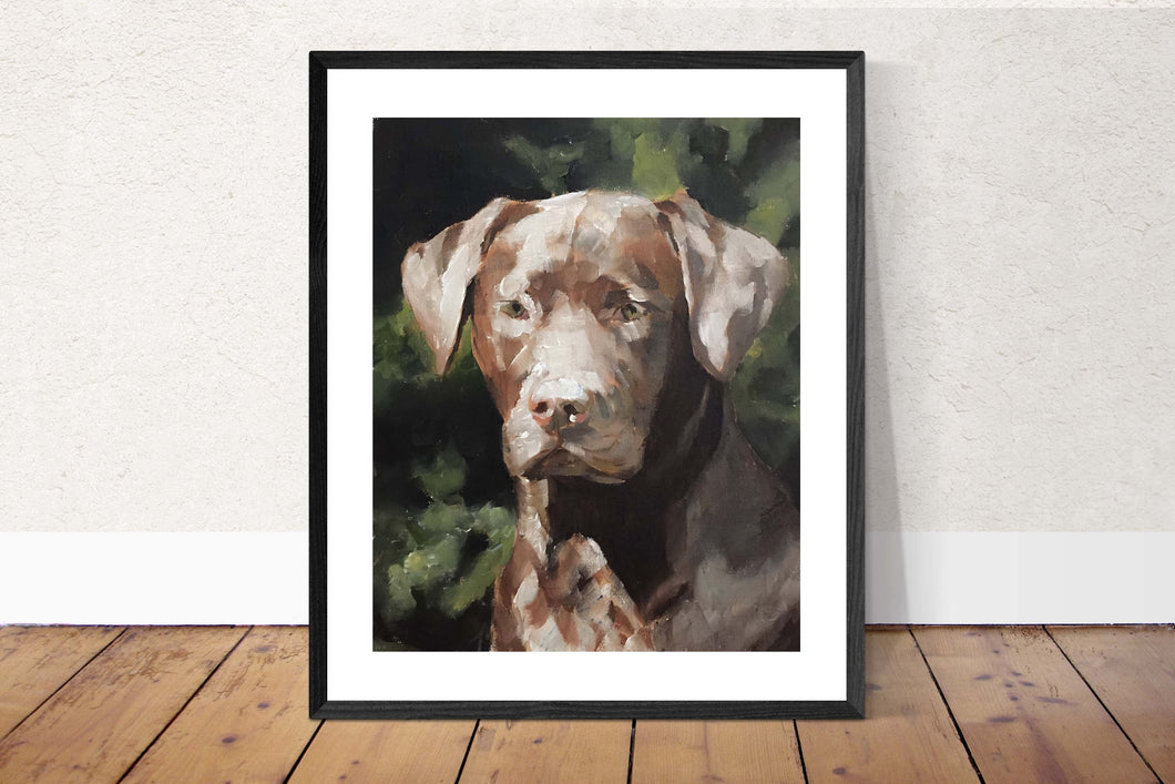Chocolate Labrador- Painting   -Wall art - Canvas Print - Fine Art - from original oil painting by James Coates