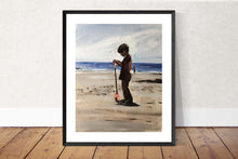 Load image into Gallery viewer, Child on beach Painting, PRINTS, Canvas, Posters, Originals, Commissions - Fine Art - from original oil painting by James Coates
